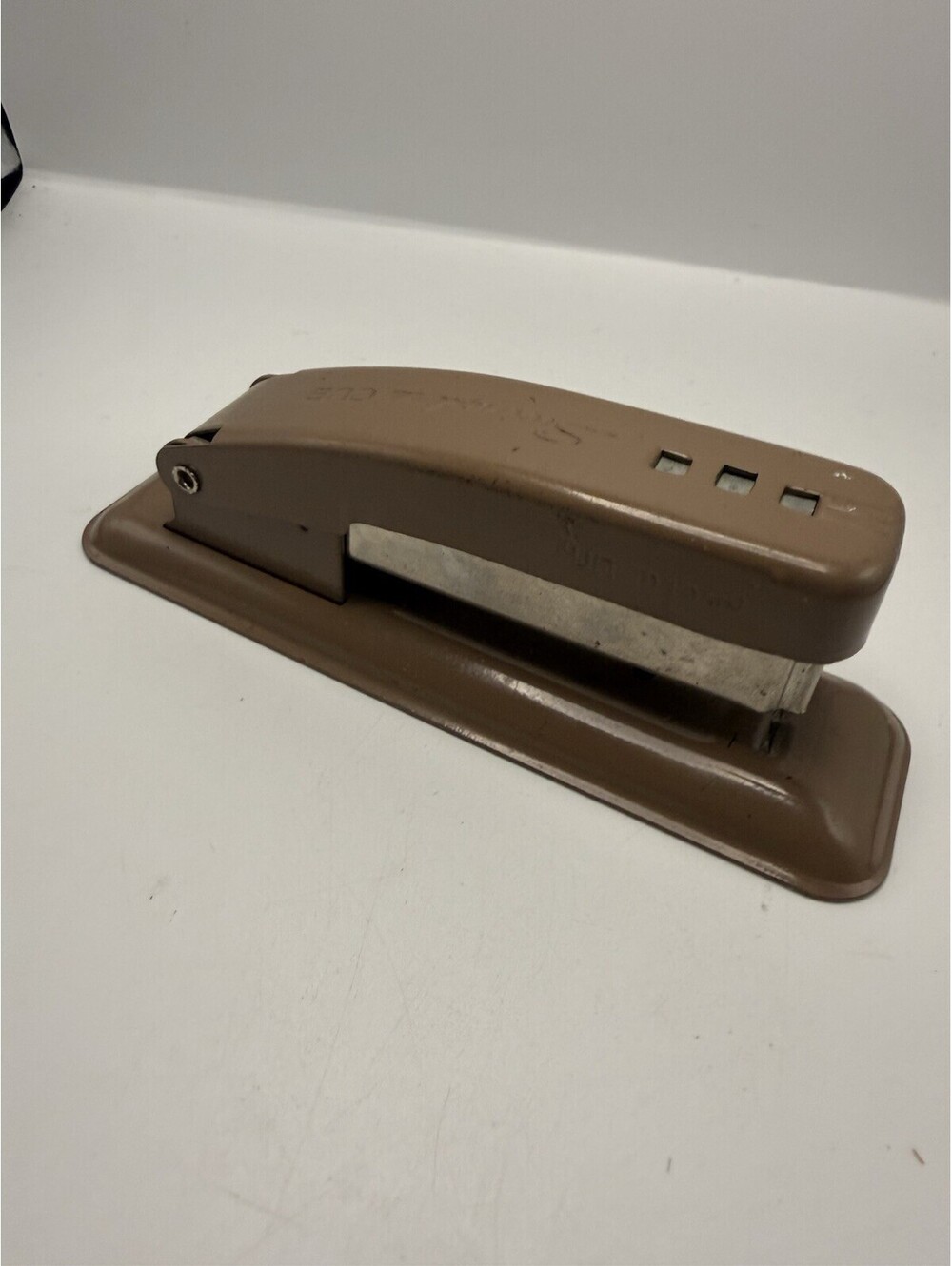 Vintage Swingline CUB Stapler Brown Made in USA Tan Brown 5.25" Long WORKS